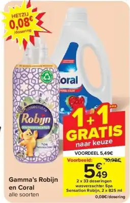 Carrefour Gamma’s Robijn en Coral aanbieding