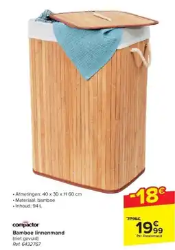 Carrefour Bamboe linnenmand aanbieding