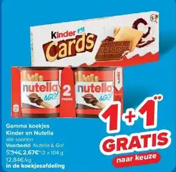 Carrefour Gamma koekjes Kinder en Nutella aanbieding