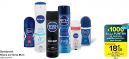 Carrefour Deodorant Nivea en Nivea Men aanbieding