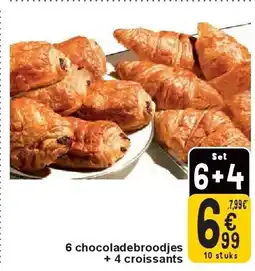 Cora 6 chocoladebroodjes + 4 croissants aanbieding