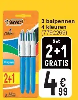 Cora 3 balpennen 4 kleuren aanbieding