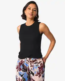 HEMA HEMA Dames Tanktop Frida Met Ribbels Zwart (zwart) aanbieding