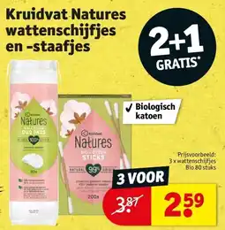 Kruidvat Kruidvat Natures wattenschijfjes en -staafjes aanbieding