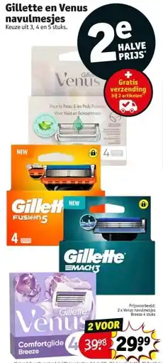 Kruidvat Gillette en Venus navulmesjes aanbieding