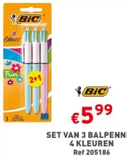 Trafic BIC SET VAN 3 BALPENNEN 4 KLEUREN aanbieding