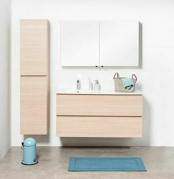 Zelfbouwmarkt Badmeubel Dotan Naturel Eik 1200 Mm Wastafel Glans Links aanbieding