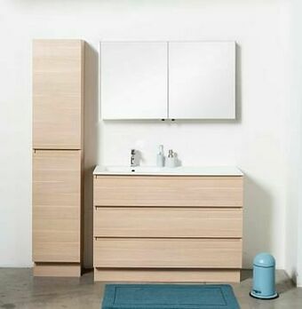 Zelfbouwmarkt Badmeubel Dotan Naturel Eik 1200 Mm Staand Wastafels Mat Links aanbieding