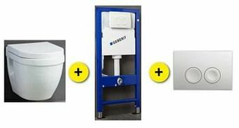 Toiletset Shark Wit Incl Wc-bril + Inbouwres Up100 + Drukplaat Wit