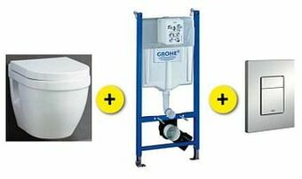 Zelfbouwmarkt Toiletset Shark Wit Incl Wc-bril + Inbouwres Solido +drukpl Mat Chroom aanbieding