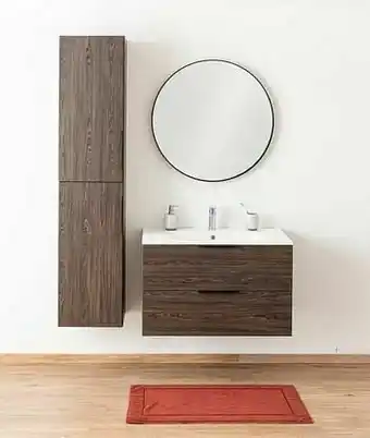 Zelfbouwmarkt Badkamermeubel Plato Eik Chocolade Look 90 Cm - Mat - Opleggreep Zwart aanbieding