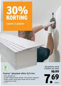 GAMMA GyprocⓇ gipsplaat dikte 12,5 mm aanbieding
