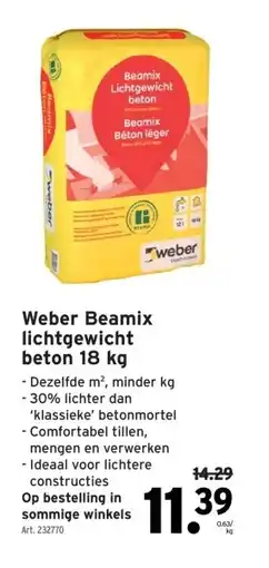 GAMMA Weber Beamix lichtgewicht beton 18 kg aanbieding