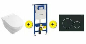 Zelfbouwmarkt Toiletset O.novo Wit Incl Wc-bril + Drukpl Zwart Mat + Inbouwres Up320 aanbieding