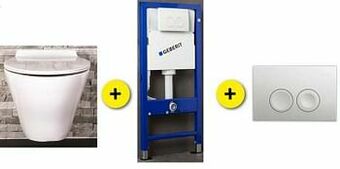 Zelfbouwmarkt Toiletset Sifra Wit Incl Wc-bril + Inbouwres Up100 + Drukplaat Wit aanbieding