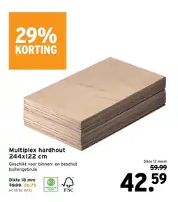 GAMMA Multiplex hardhout 244x122 cm aanbieding