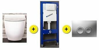 Zelfbouwmarkt Toiletset Seppe Wit Incl Wc-bril + Inbouwres Up100 + Drukplaat Chroom aanbieding