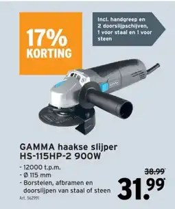 GAMMA GAMMA haakse slijper HS-115HP-2 900W aanbieding