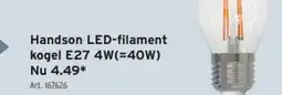 GAMMA Handson LED-filament kogel E27 4W(=40W) aanbieding