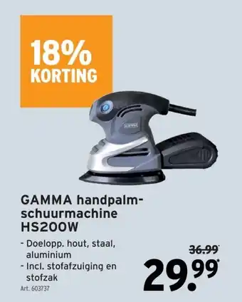 GAMMA GAMMA handpalm-schuurmachine HS200W aanbieding