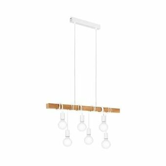 Zelfbouwmarkt Hanglamp Wit/hout 6xe27 aanbieding