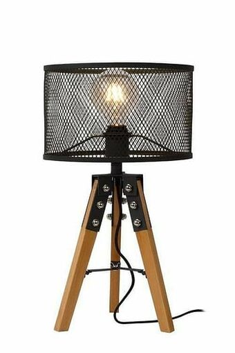 Zelfbouwmarkt Tafellamp Modern - Ø 29 Cm - E27 - Zwart/hout aanbieding