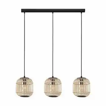 Zelfbouwmarkt Hanglamp - 91cm - E27 - 3x28w - Zwart/hout aanbieding