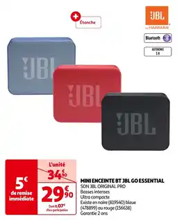Auchan MINI ENCEINTE BT JBL GO ESSENTIAL aanbieding