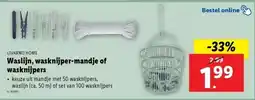 Lidl Waslijn, wasknijper-mandje of wasknijpers aanbieding