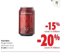 Colruyt Tout Bien Rouge fruitbier 33 cl aanbieding