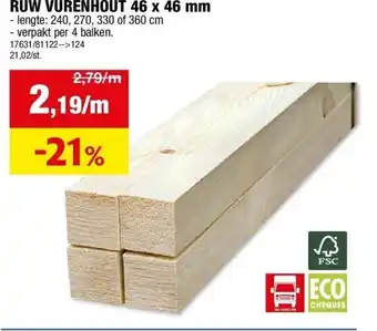 Hubo RUW VURENHOUT 46 x 46 mm aanbieding