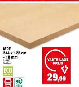 Hubo MDF 244 x 122 cm - 18 mm aanbieding