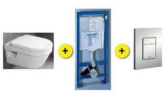 Zelfbouwmarkt Toiletset Omnia Archi Wit Incl Bril+inbouwres Rapid Sl+drukpl Chr Mat aanbieding