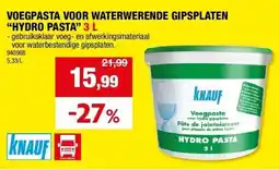 Hubo VOEGPASTA VOOR WATERWERENDE GIPSPLATEN “HYDRO PASTA” 3 L aanbieding