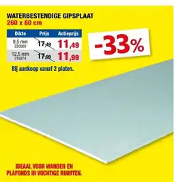 Hubo WATERBESTENDIGE GIPSPLAAT 260 x 60 cm aanbieding