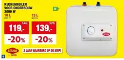 Hubo KEUKENBOILER VOOR ONDERBOUW 2000 W aanbieding