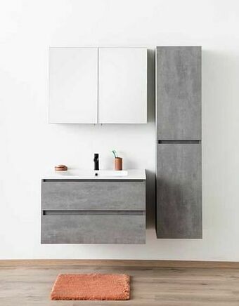 Zelfbouwmarkt Badkamermeubel Tony Betonlook 900mm Set Wast Glans aanbieding