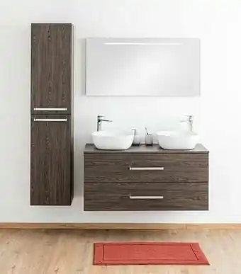 Zelfbouwmarkt Badkamermeubel Plato Eik Chocolade Look 120cm - Opbouw - Greep Chroom aanbieding