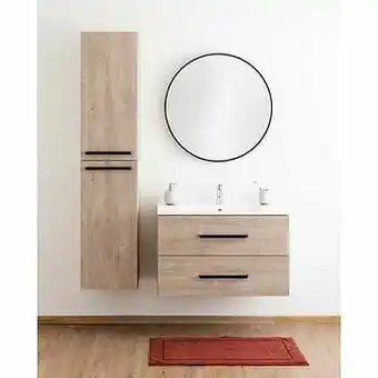 Zelfbouwmarkt Badkamermeubel Plato Eik Betonlook 90cm - Mat - Greep Mat Zwart aanbieding