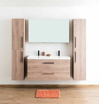 Zelfbouwmarkt Badkamermeubel Bison Eik 1200mm,wastafel Glans aanbieding