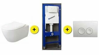 Zelfbouwmarkt Toiletset Subway Wit Incl Wc-bril + Inbouwres Up100 + Drukplaat Wit aanbieding