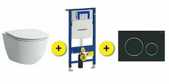 Zelfbouwmarkt Toiletset Laufen Pro Wit Incl Bril +drukpl Zwart Mat +inbouwres Up320 aanbieding