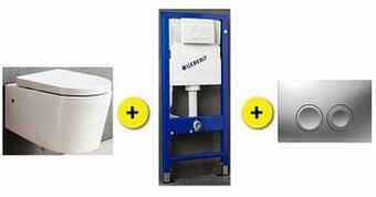 Zelfbouwmarkt Toiletset Honk Wit Incl Wc-bril + Inbouwres Up100 + Drukplaat Chroom aanbieding