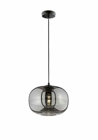 Zelfbouwmarkt Hanglamp Zwart Glas Smoke Excl Lamp 1xe27 Diam 29.5cm aanbieding