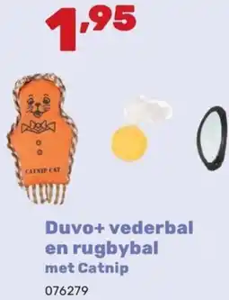 Happyland Duvo+ vederbal en rugbybal met Catnip aanbieding