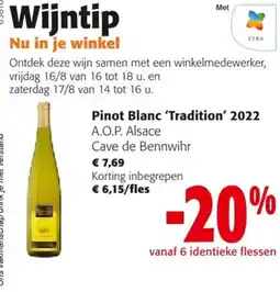 Colruyt Pinot Blanc ‘Tradition' 2022 aanbieding