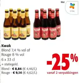 Colruyt Kwak Blond 7,4 % vol of Rouge 8% vol 6 x 33 cl aanbieding