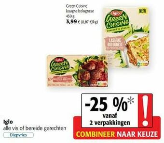 Colruyt Iglo green cuisine lasagne bolognese aanbieding