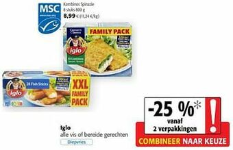 Colruyt Iglo kombinos spinazie aanbieding
