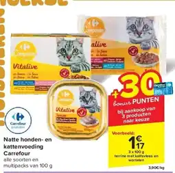 Carrefour Natte honden- en kattenvoeding aanbieding
